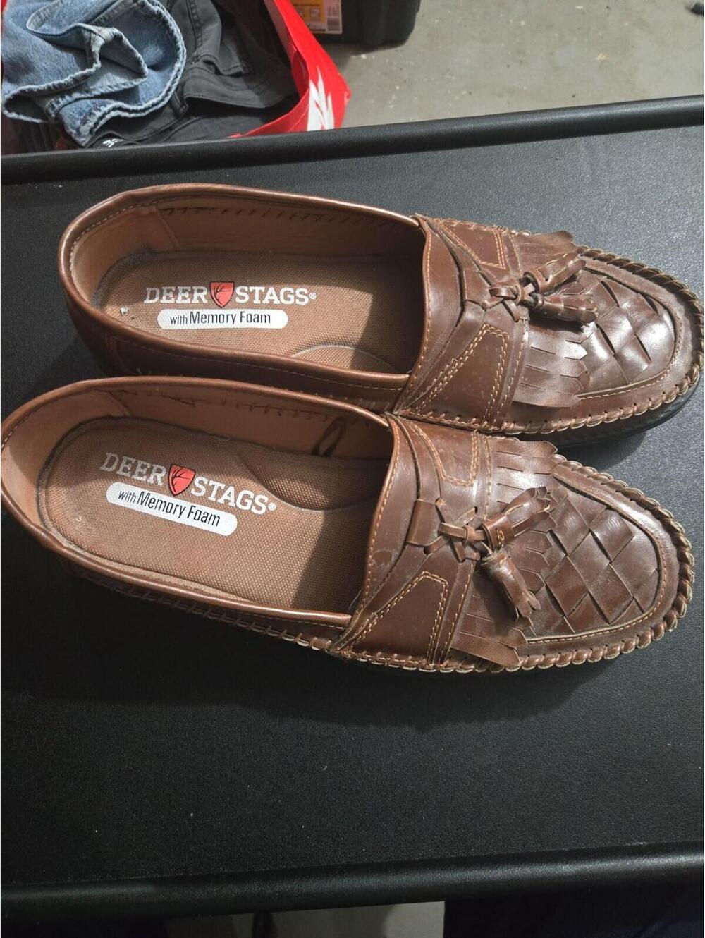 Deer Stags Brown Woven Leather Tassel Loafers - Size 11M